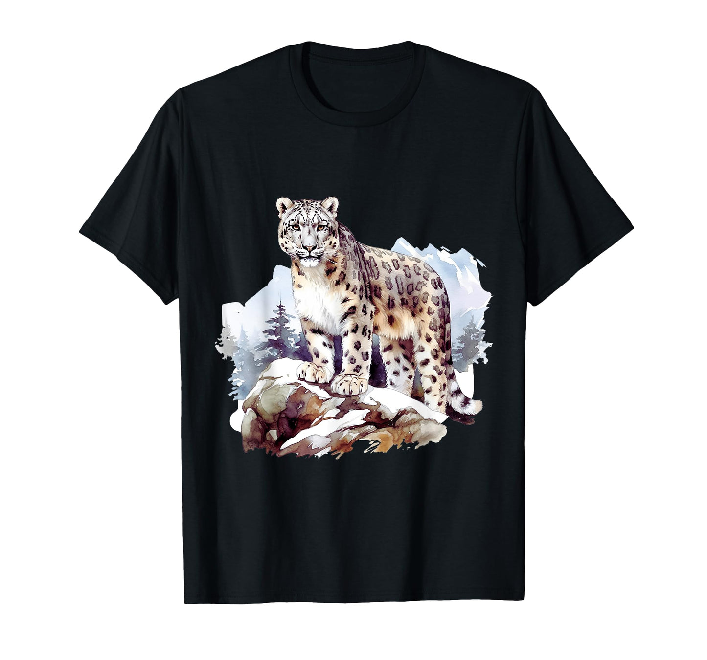 Snow Leopard Winter Mountain Big Cat Wildlife T-Shirt