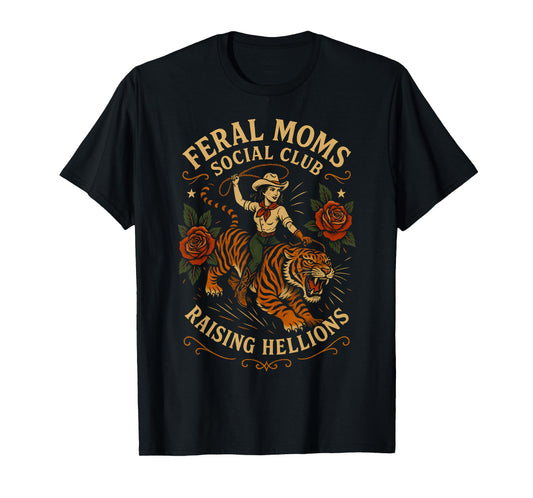 Retro Cowgirl Western Feral Moms Social Club Vintage T-Shirt