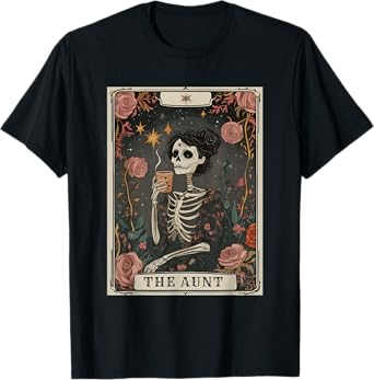 The Aunt Tarot Card Women Skeleton Aunty Coffee Lover T-Shirt