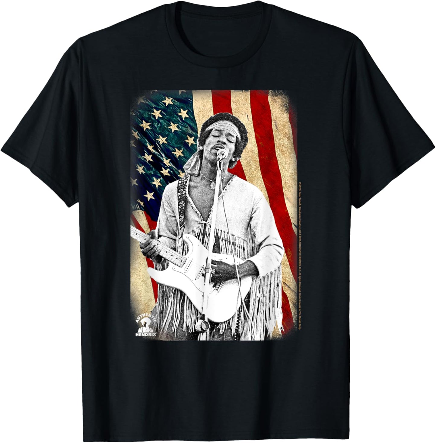Jimi Hendrix Star Spangled Banner American Flag Vintage Band T-Shirt