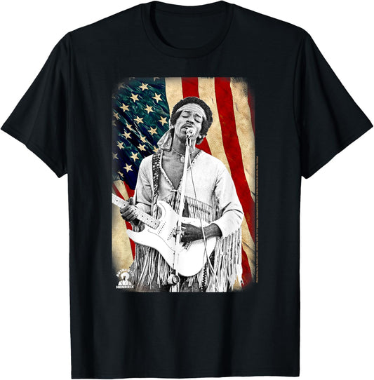 Jimi Hendrix Star Spangled Banner American Flag Vintage Band T-Shirt