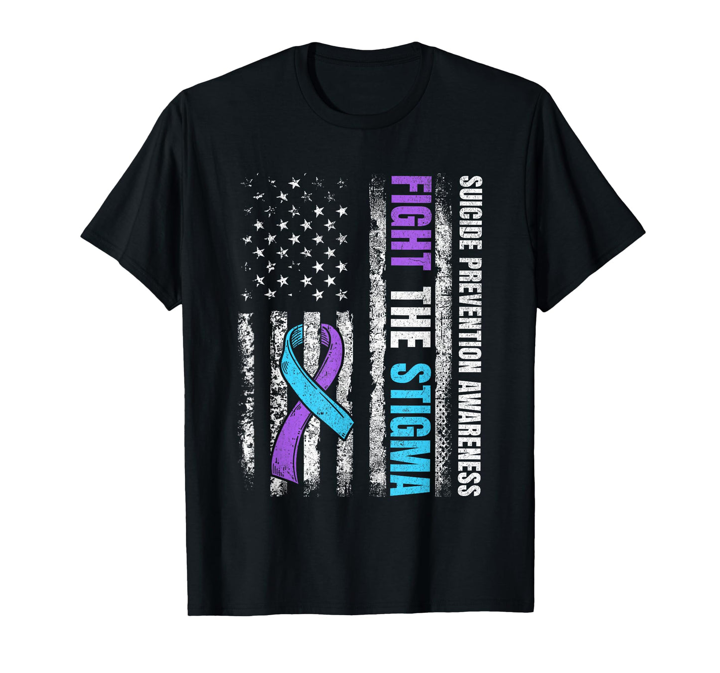 Fight The Stigma American Flag Suicide Prevention Awareness T-Shirt
