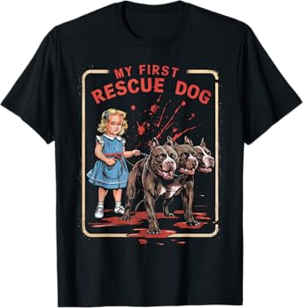 Vintage Horror Movie Lover Retro Halloween Shirt Rescue Dog T-Shirt