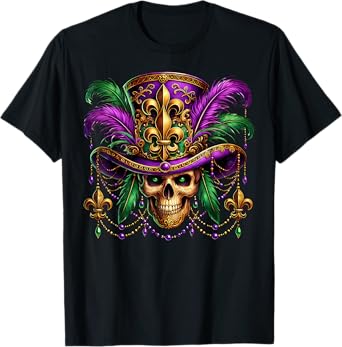 Mardi Gras Costume Sugar Skull Carnival Halloween Witch Men T-Shirt
