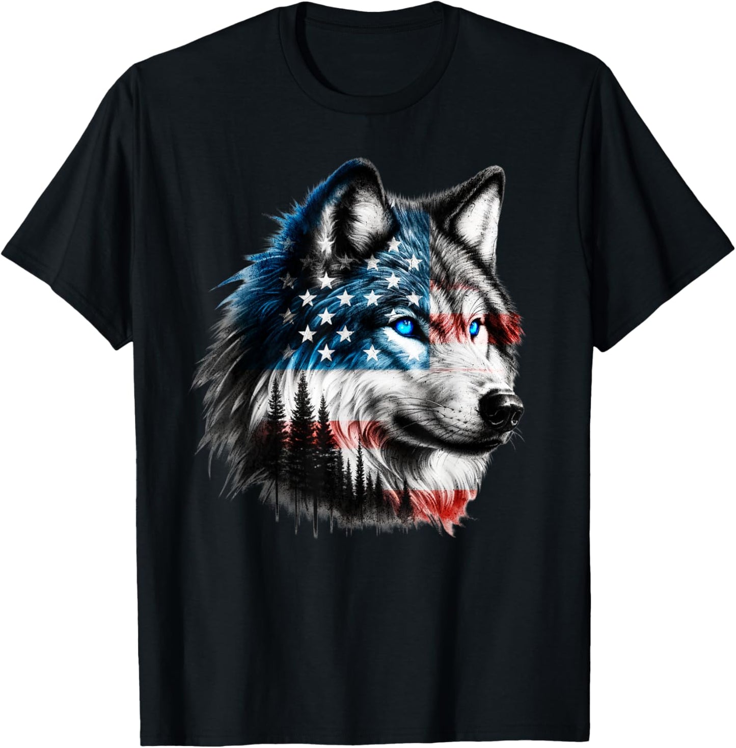 Patriotic American Wolf T-Shirt