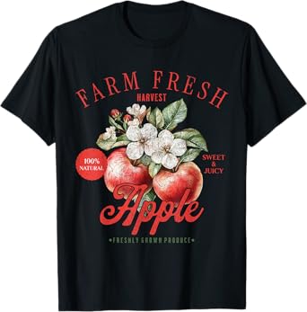 Farm Fresh Organic Apple Farmer's Market Homegrown Vintage T-Shirt