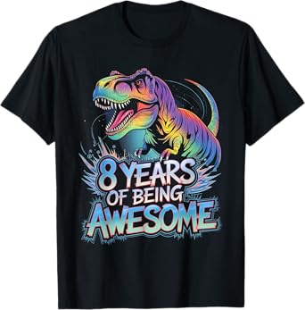 Dinosaur 8th Birthday Shirt For Boys 8 Year Old Birthday T-Shirt