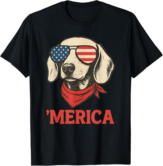 'merica Dachshund Dog American Flag 4th Of July Dogs Lovers T-shirt