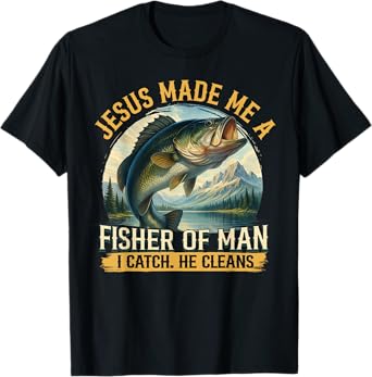 Jesus Made Me A Fisher of Men Vintage Christian Fisherman T-Shirt