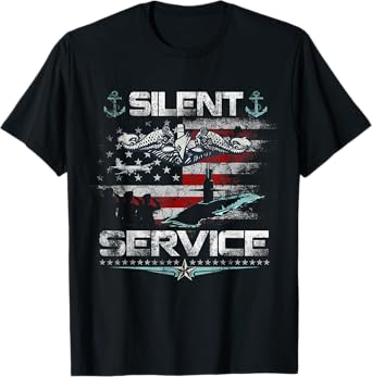 U.S Submarines Silent Service Flag Patriotic Veterans Day T-Shirt