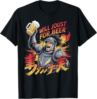 Anime Pop Knight Will Joust for Beer Manga Artwork T-Shirt