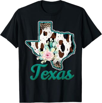 Animal Print Texas Tee Lone Star State Cowboy Howdy Longhorn T-Shirt