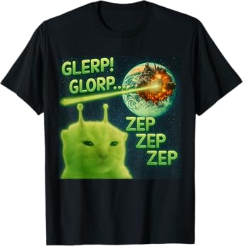 Alien Cat Zep Zep Funny Space Meme for men boys women girls T-Shirt