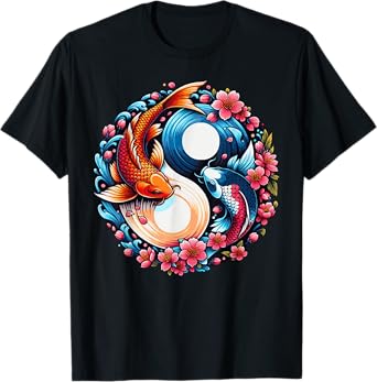 Koi Carp Fish Cherry Blossom Japanese Sakura Nishikigoi Fish T-Shirt