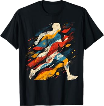 Artsy Cross country runner on Abstract Art Running T-Shirt