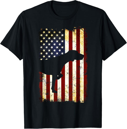 German Shorthaired Pointer Silhouette American Flag T-Shirt
