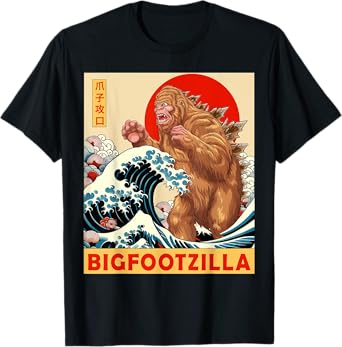 Bigfoot Japanese Art Funny Bigfoot Gifts For Men Women Kid T-Shirt