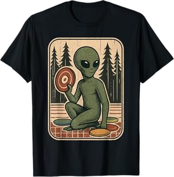 Disc Golf Alien Vintage Funny Alien Disc Golf T-Shirt
