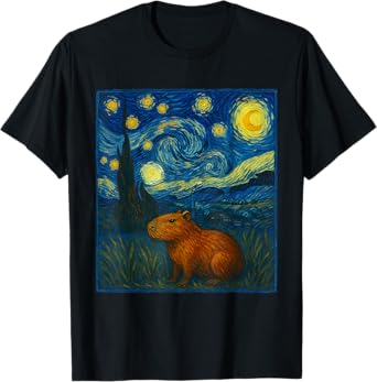 Capybara Van Gogh Starry Night T-Shirt