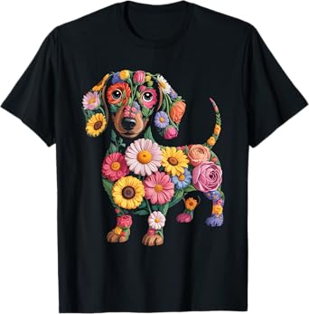 Dachshund Flower Funny Dog T-Shirt