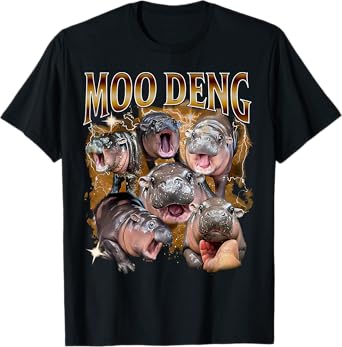 Funny Moo-Deng Baby Pygmy Hippo Cute Zoo For Family Tee T-Shirt