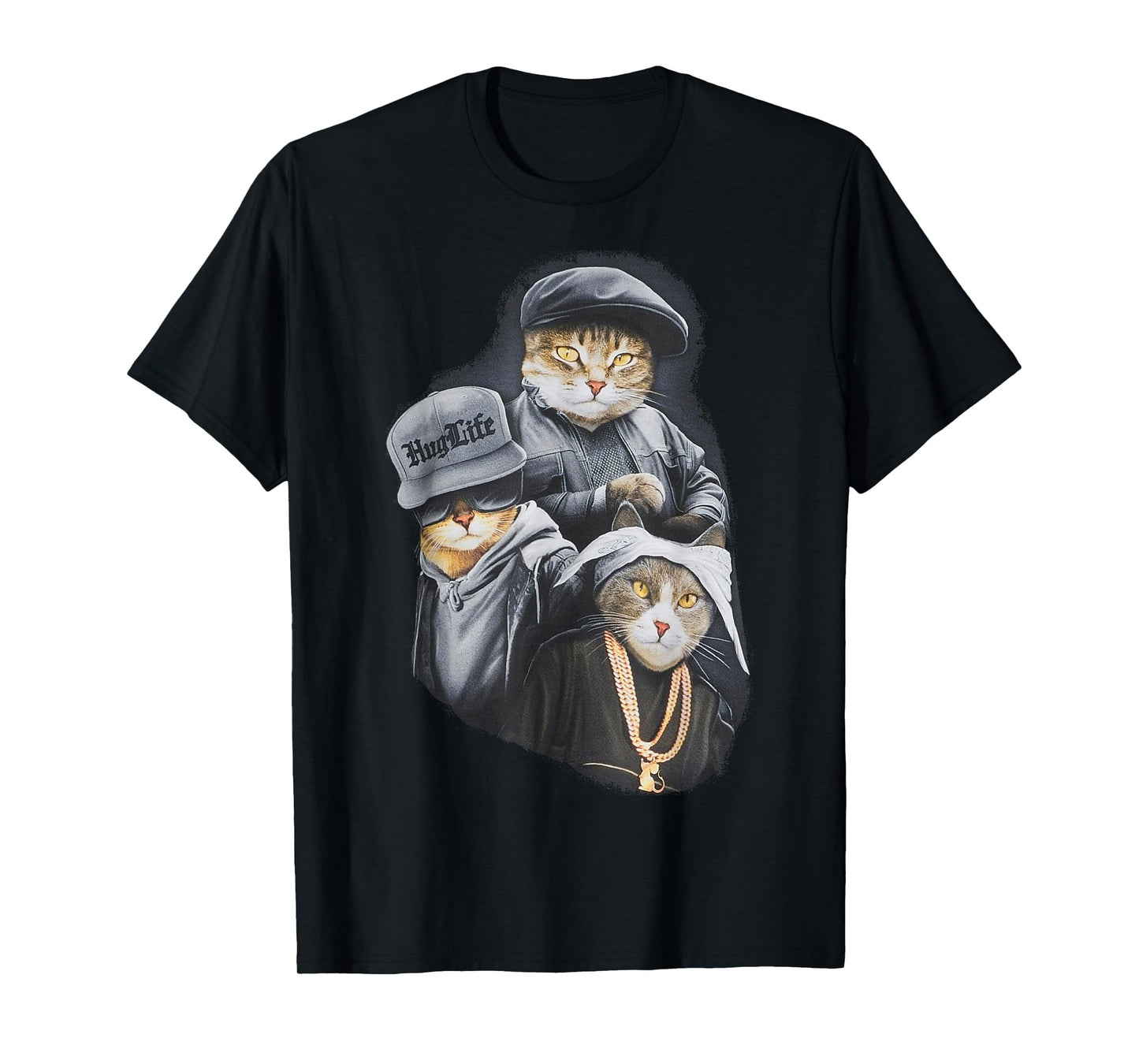 Hug Life Cat Designs Black Unisex Adult Classic Fit Modern Classic Cartoon Life T-Shirt