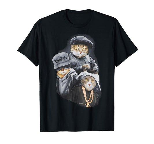 Hug Life Cat Designs Black Unisex Adult Classic Fit Modern Classic Cartoon Life T-Shirt