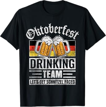 Oktoberfest Drinking Team Let's Get Schnitzel Faced T-Shirt
