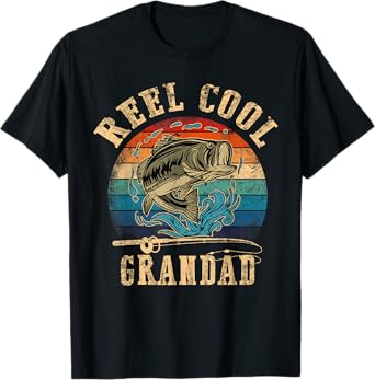 Vintage Reel Cool Grandad Fish Fishing Shirt Father's Day T-Shirt