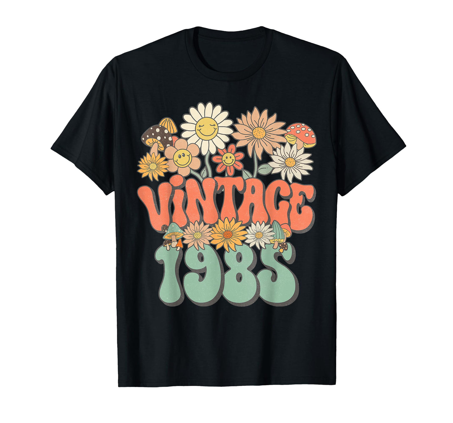 Retro Groovy Vintage 1985 Floral Hippie Daisy 40th Birthday T-Shirt
