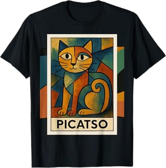 Picatso Cat – Vintage Cubist Art-Inspired Design T-Shirt for Men Women Girls Kids