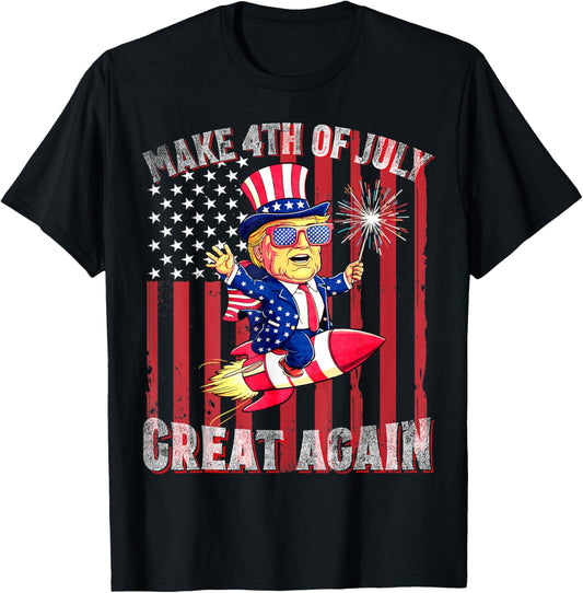 Donald Trump Patriotic Firework Make 4th Of July Great Again T-Shirt