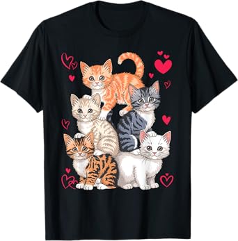 Cute Kawaii Cats Funny Kitten Cat Lover Gift Women Girl T-Shirt