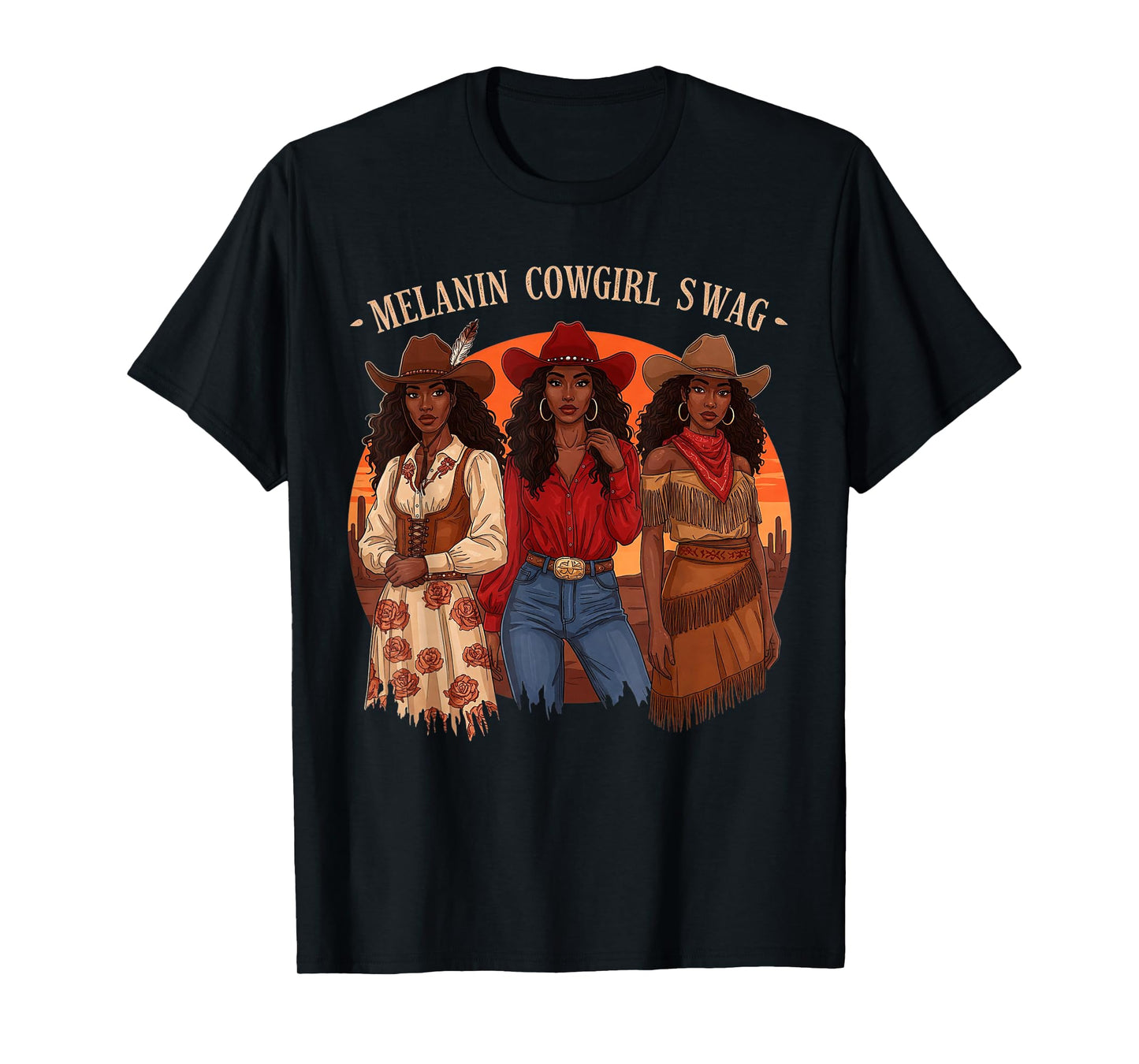 Let's Go Girls Retro Western Country Melanin Cowgirl Swag T-Shirt
