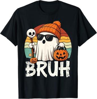 Bruh Ghost Halloween Cute Ghost Trick Or Treat Candy Kids T-Shirt