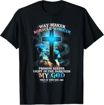 Lion Cross Light Colorful Waymaker Miracle Worker T-Shirt
