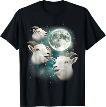 Three Mountain Goats Moon | Funny Weird Cursed Meme T-Shirt