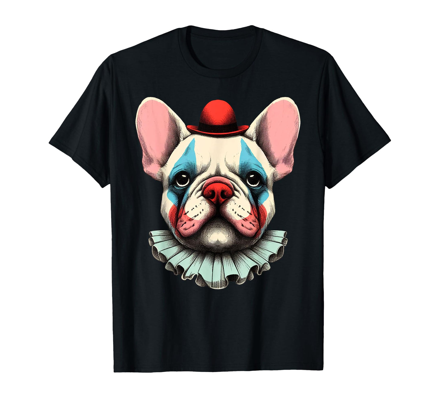 Cute Spooky French Bulldog Clown Halloween Funny Frenchie Men Women Kids T-Shirt