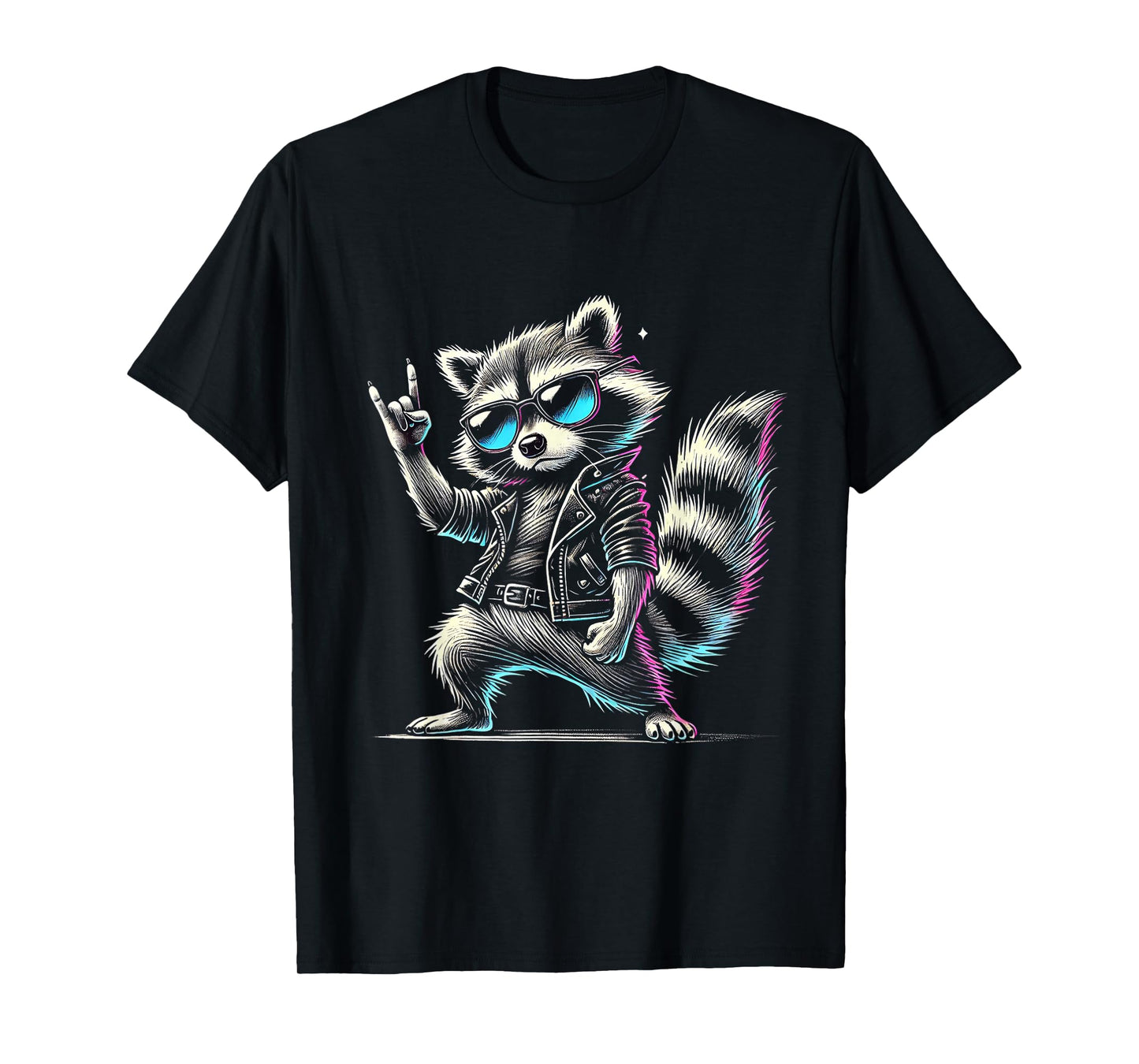 Retro Raccoon Rock Music Funny Gift for Men Women Kids T-Shirt
