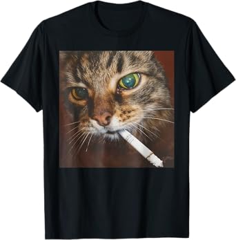 Funny Smoking Cat Meme T-Shirt for Men Women