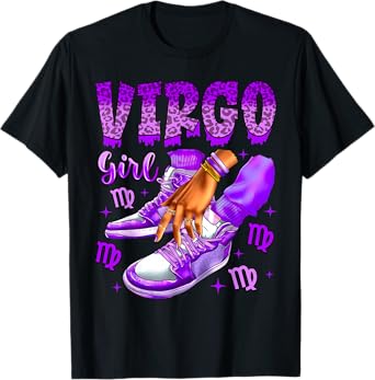 Virgo Girl Birthday Black Women Sneakers Zodiac Sign T-Shirt
