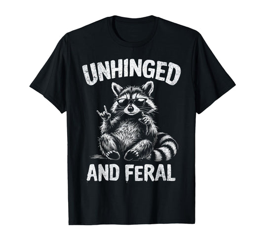 Raccoon Unhinged And Feral Retro Funny Trash Panda T-Shirt