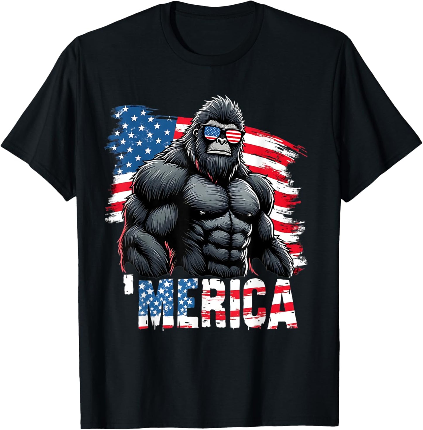 Gorilla 'Merica 4th Of July USA Flag Sunglasses T-Shirt