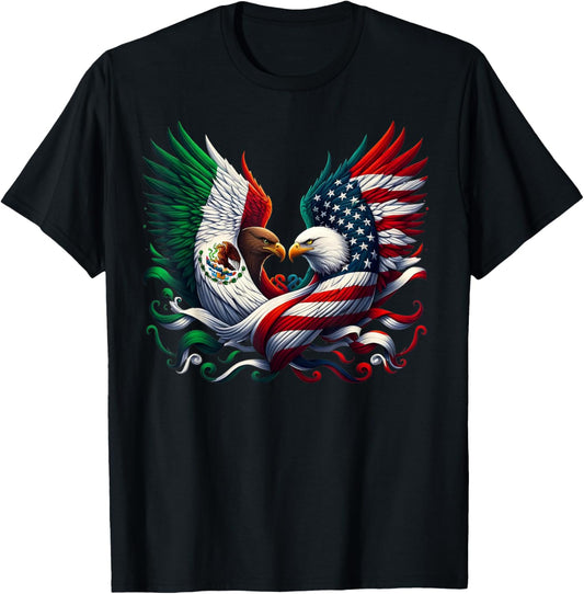 America Mexico Flag Vintage Mexican Roots American T-Shirt