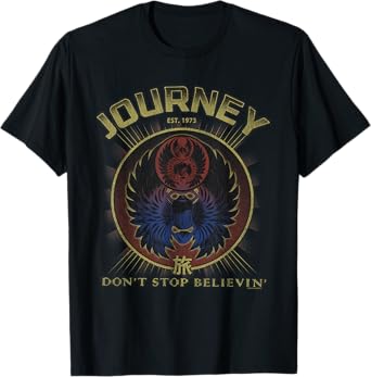 Journey Gold Don't Stop Believin' Scarab Logo Vintage Band T-Shirt