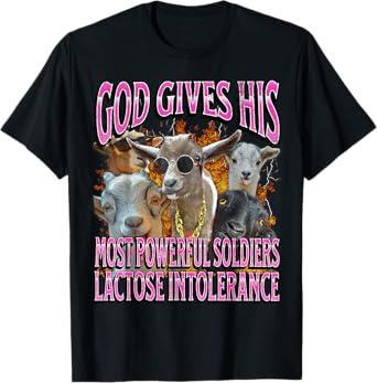 Lactose Intolerant Funny Goat Adult Humor Meme Bootleg T-Shirt