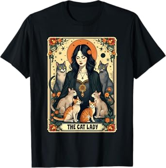 The Cat Lady Tarot Card Shirt Women Witchy Gothic Cat Mom T-Shirt
