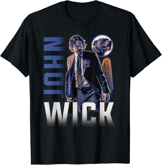 John Wick Modern Logo with John and Dog Action Movie T-Shirt