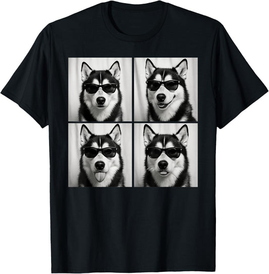 Funny Siberian Husky Lover Cute Huskies Dog Photo Booth T-Shirt