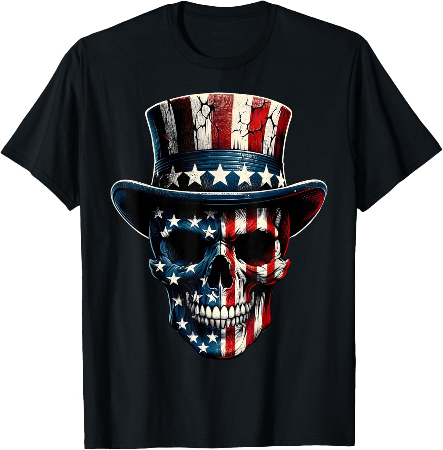 4th Of July Shirt American Flag Skull Skeleton For Women Men T-Shirt